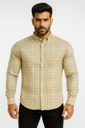 Men’s Classic Checkered Casual Shirt – Camel Beige