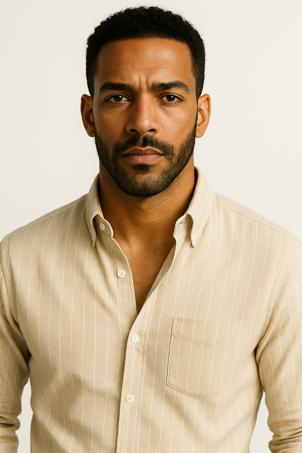 Men’s Classic Stripe Shirt - Peach Beige