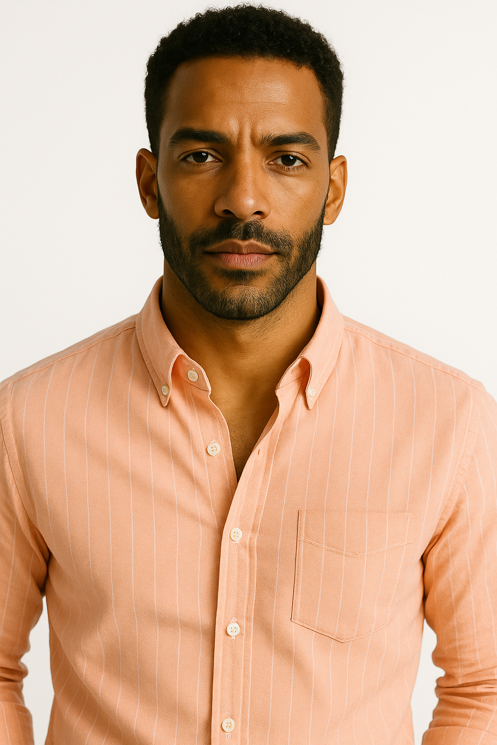 Men’s Classic Stripe Shirt - Light Pastel Peach