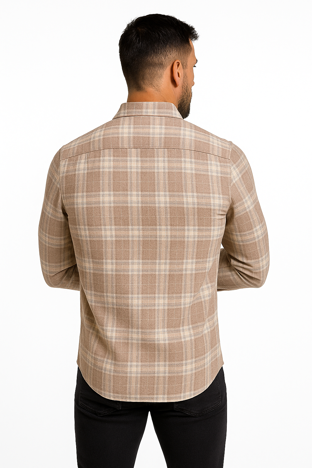 Men’s Classic Checkered Casual Shirt – Brown Beige