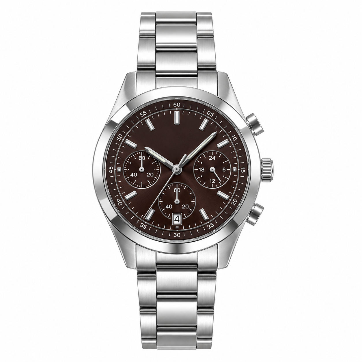 Silver Brown Men's Chronograph Watch | Stainless Steel