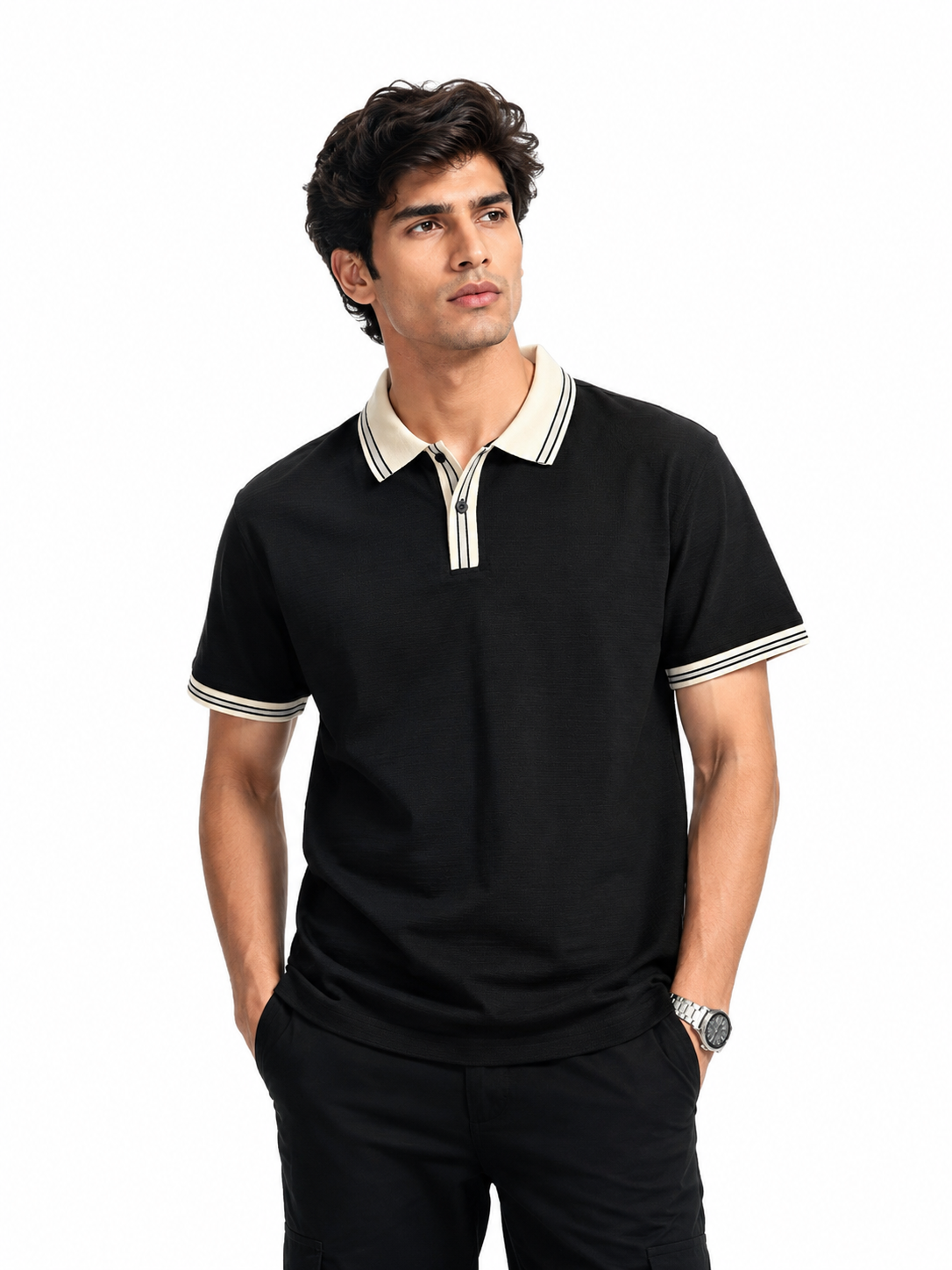 Men’s Premium Contrast Collar Polo T-Shirt