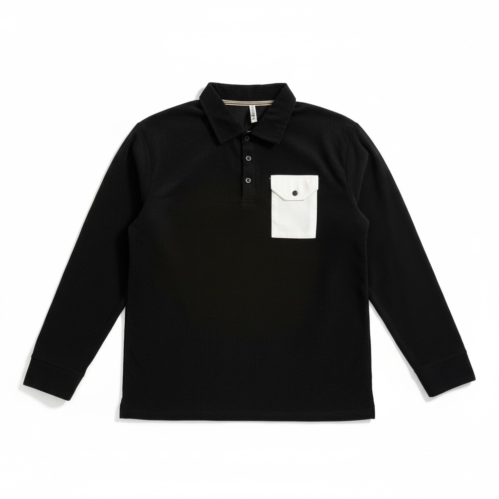 Men's Collar Pocket Full sleeves T-shirts- M Size