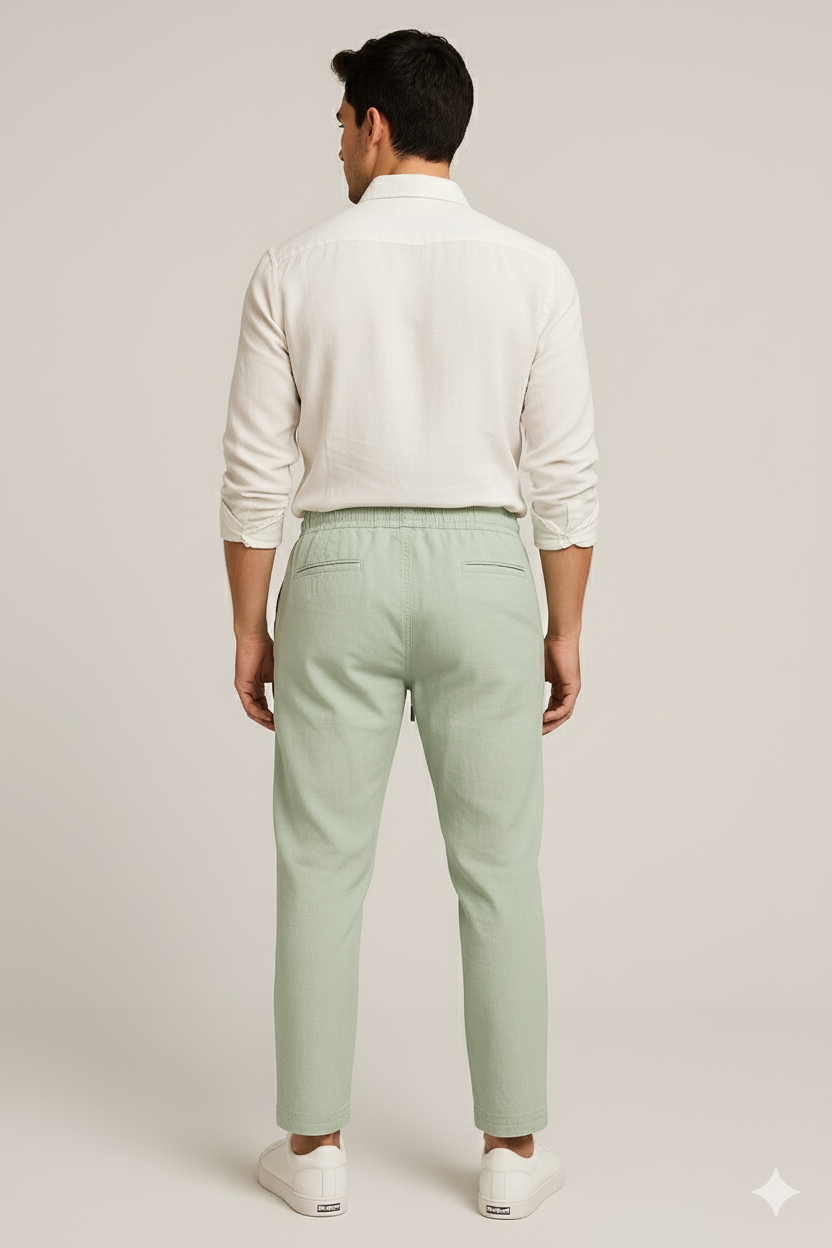 Men's Relaxed Fit Linen Pants - Mint Green