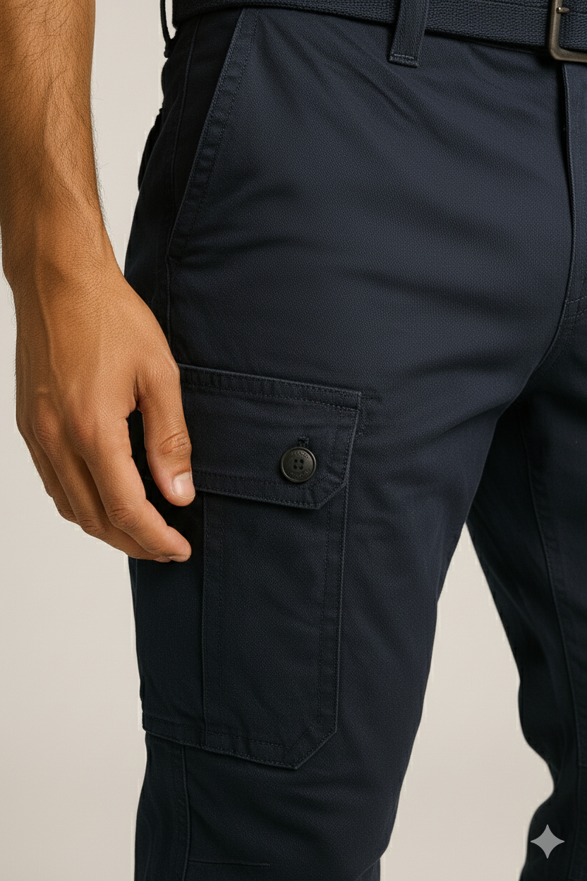 Men’s Navy Blue 6-Pocket Joggers Pants