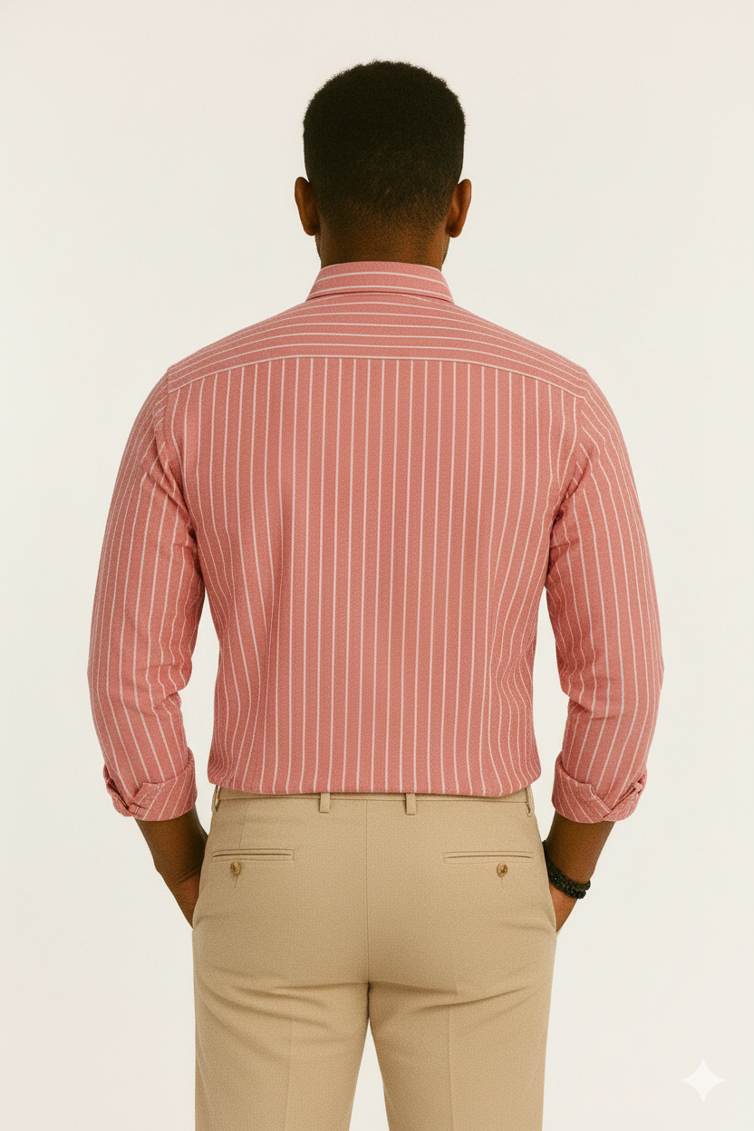 Men’s Lining Stripe Formal Shirt - Rose Taupe