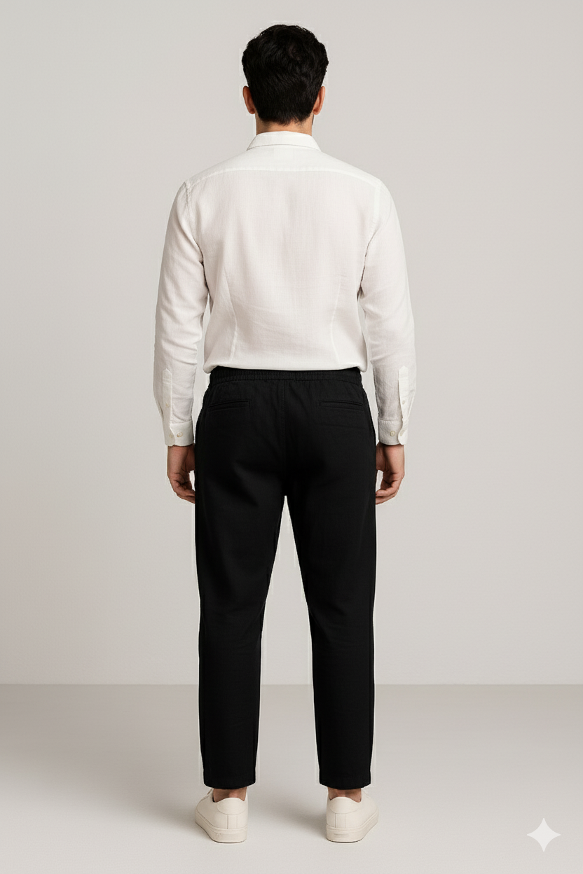Men's Relaxed Fit Linen Pants - Black