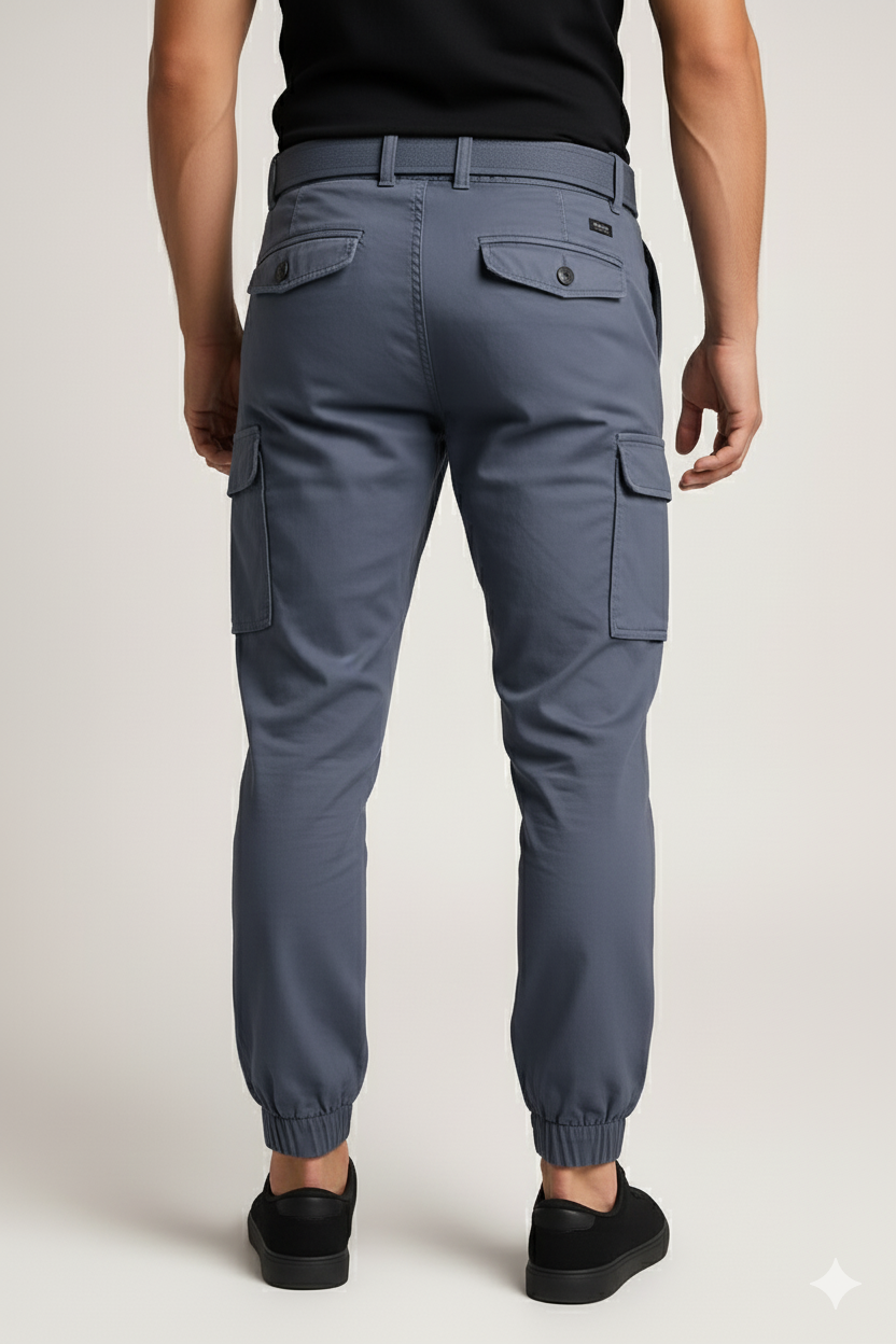 Men’s Charcoal Blue 6-Pocket Joggers Pants