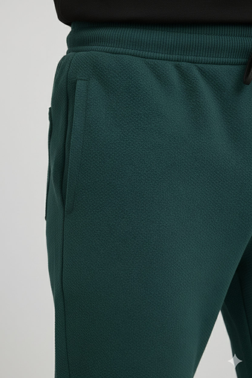 Men’s Popcorn Fabric Trackpants - Rama Green