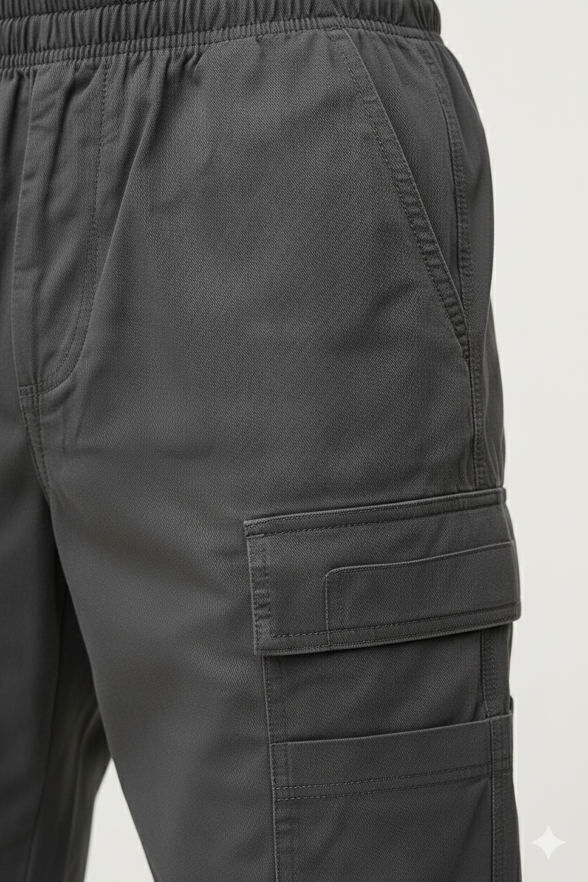 Pull & Bear Dark Gray 6 Pocket Cargo Pants