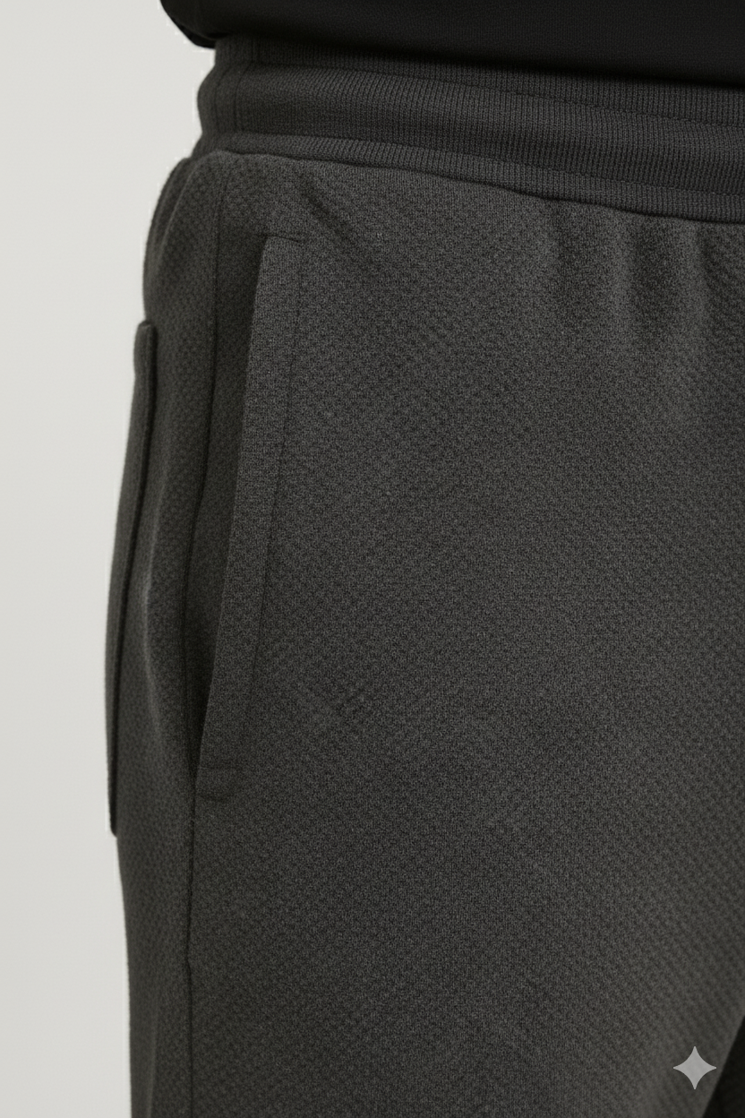 Men’s Popcorn Fabric Trackpants - Dark Grey