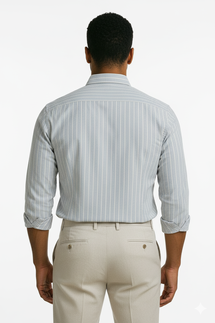 Men’s Classic Stripe Shirt - Pale Sage Gray