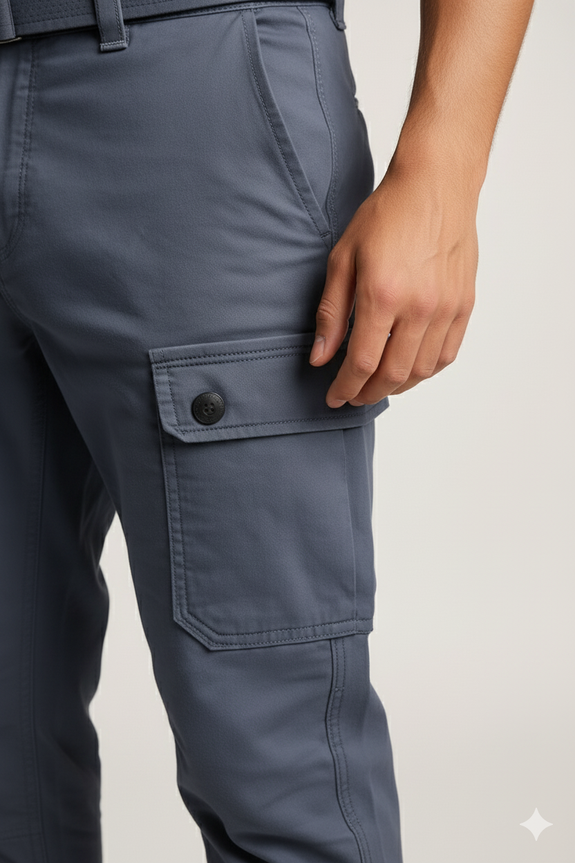 Men’s Charcoal Blue 6-Pocket Joggers Pants