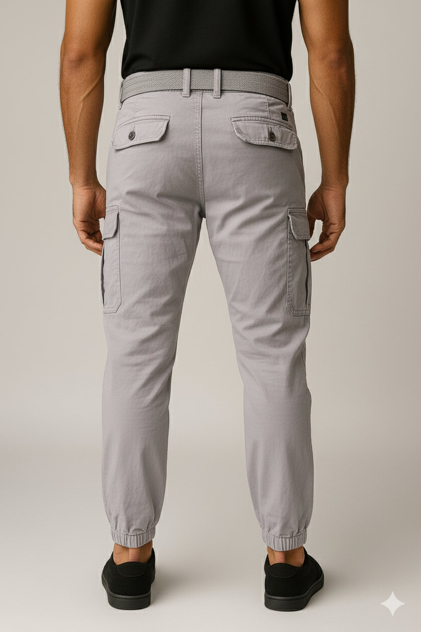 Men’s Light Grey 6-Pocket Joggers Pants
