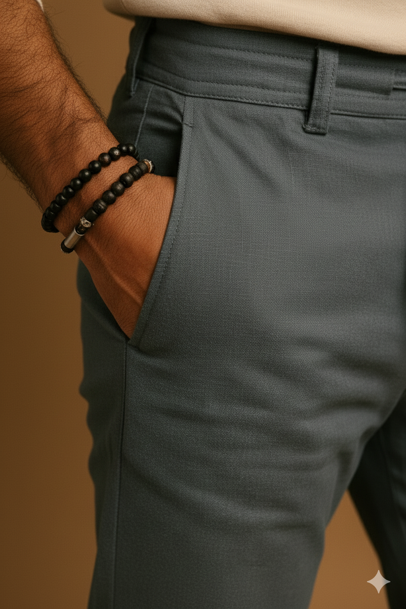 Men’s Classic Linen Regular Fit Pants - Charcoal Blue