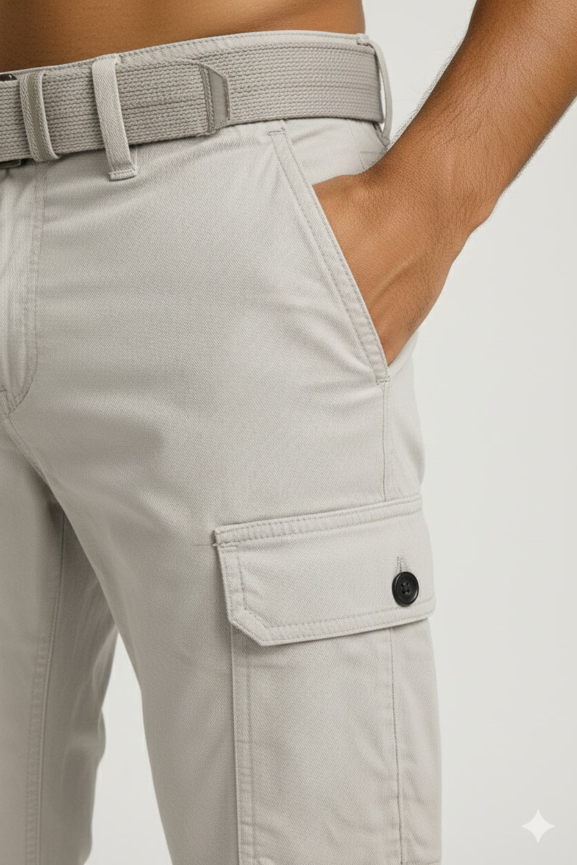 Men’s Grey 6-Pocket Cargo Pants