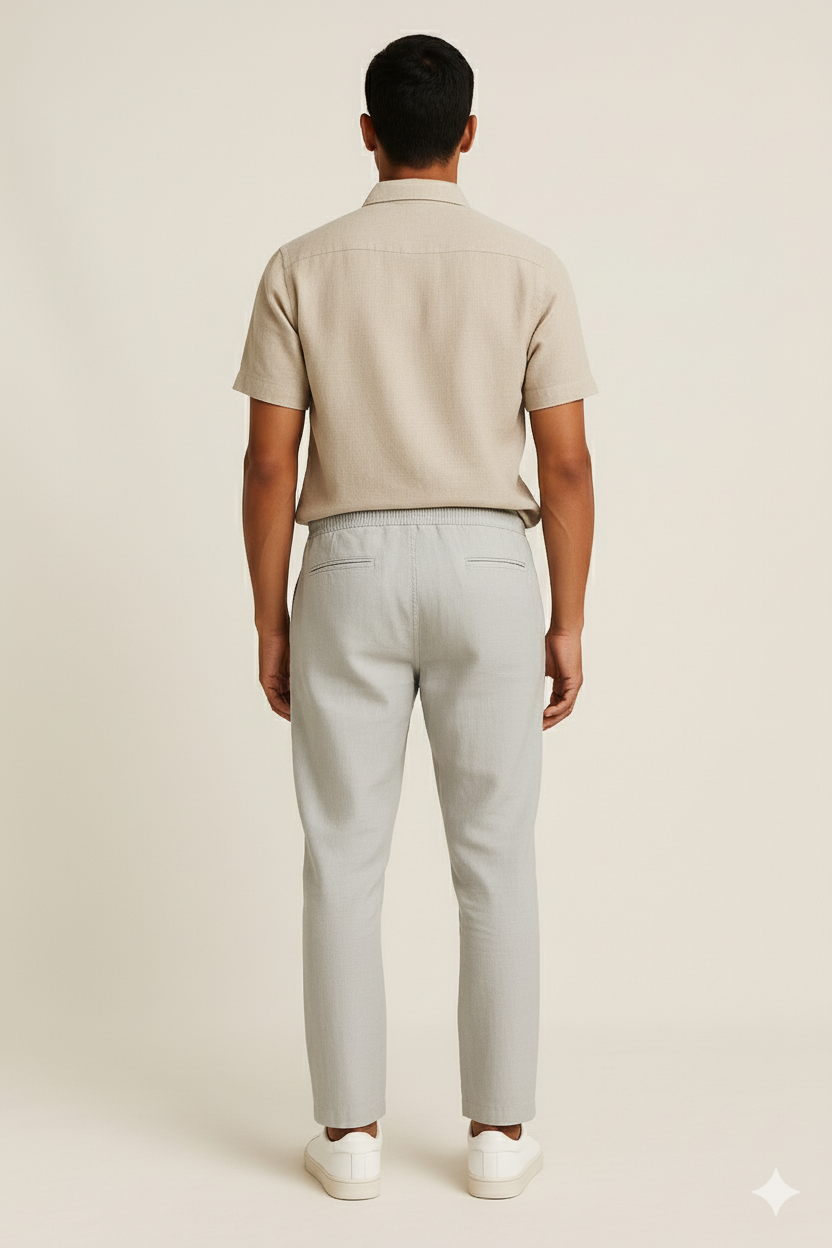 Men's Relaxed Fit Linen Pants - Light Grey