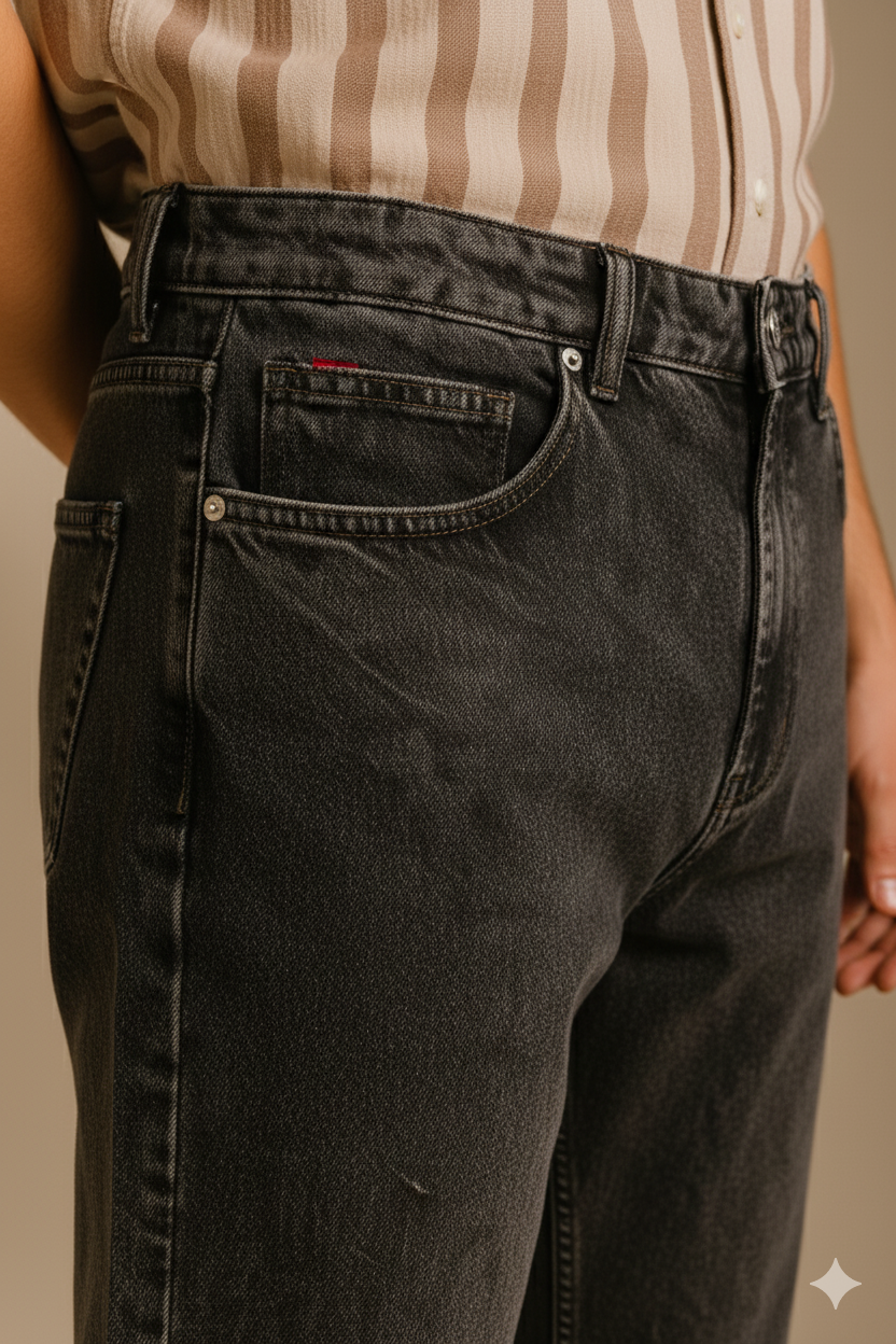 Mom-Fit – Charcoal Black Denim