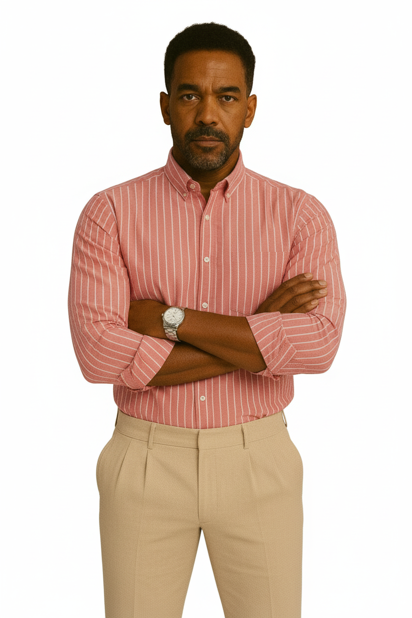 Men’s Lining Stripe Formal Shirt - Rose Taupe