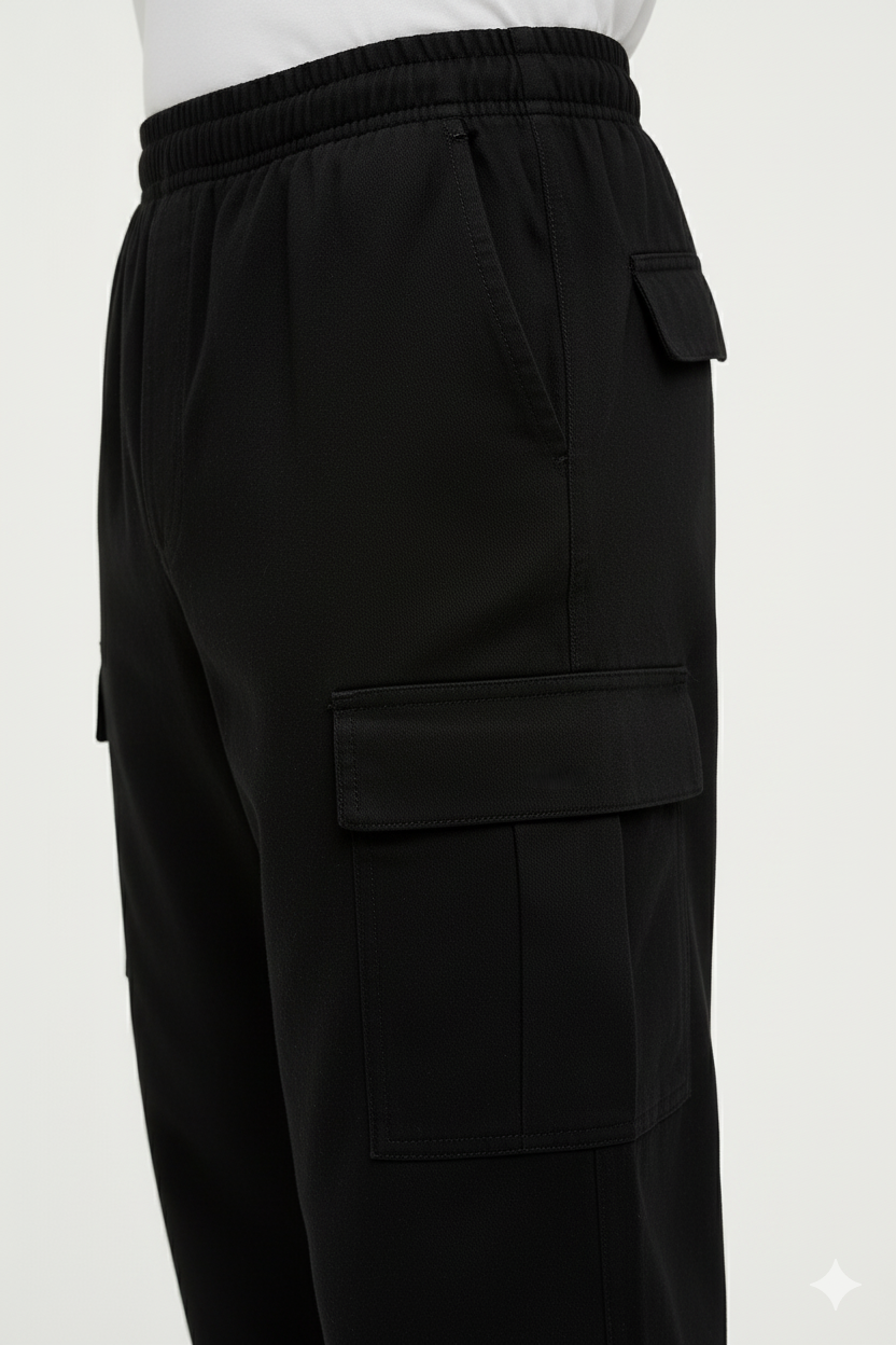 Pull & Bear Black 6 Pocket Cargo Pants