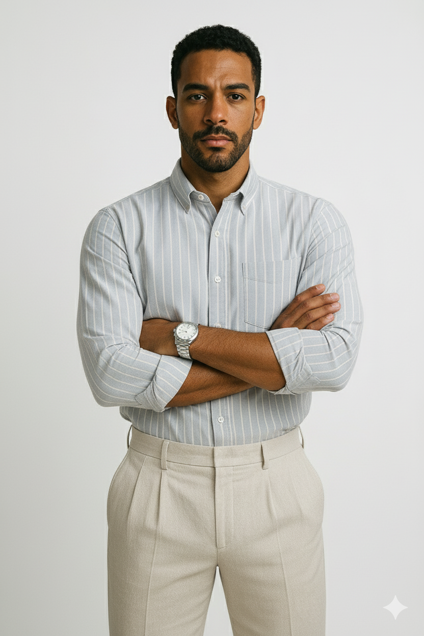 Men’s Classic Stripe Shirt - Pale Sage Gray