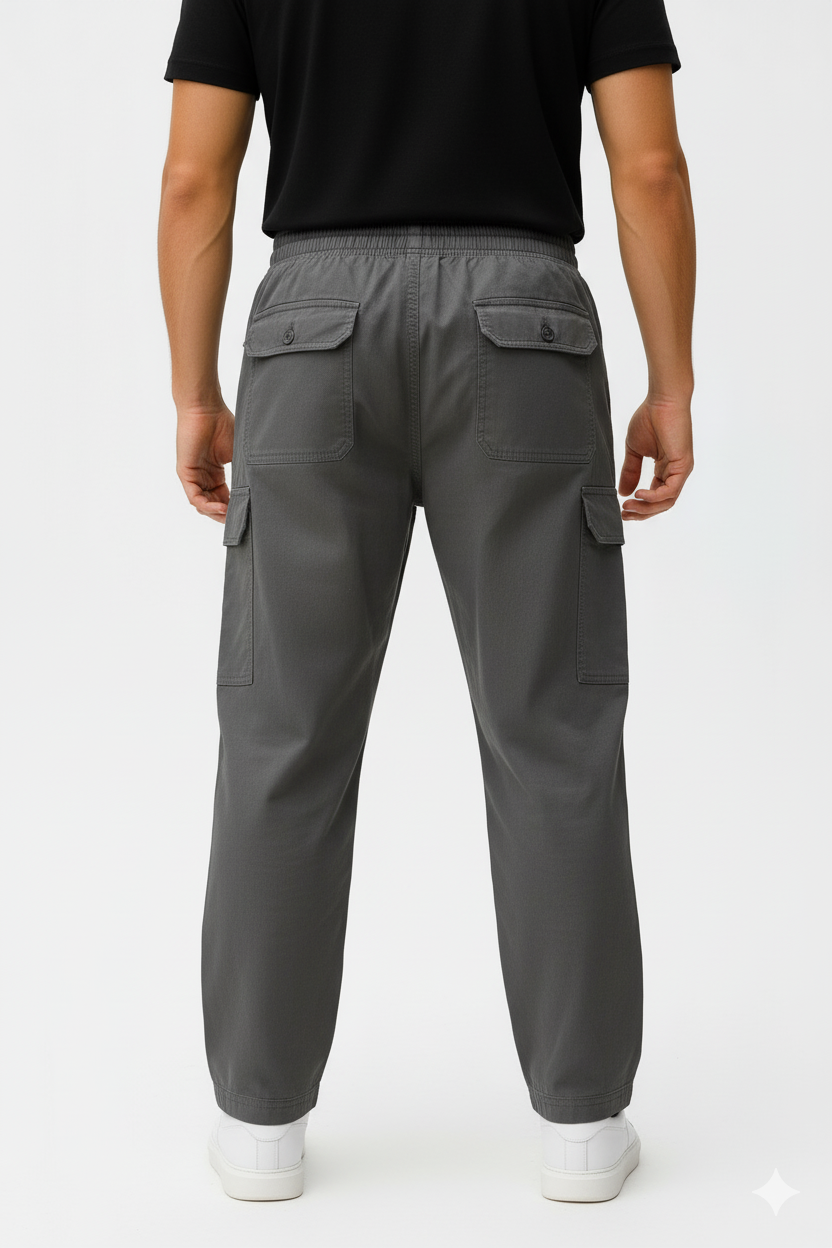 Pull & Bear Dark Gray 6 Pocket Cargo Pants