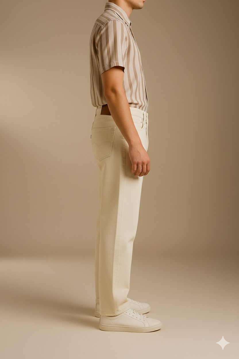 Mom-Fit  – Cream Denim