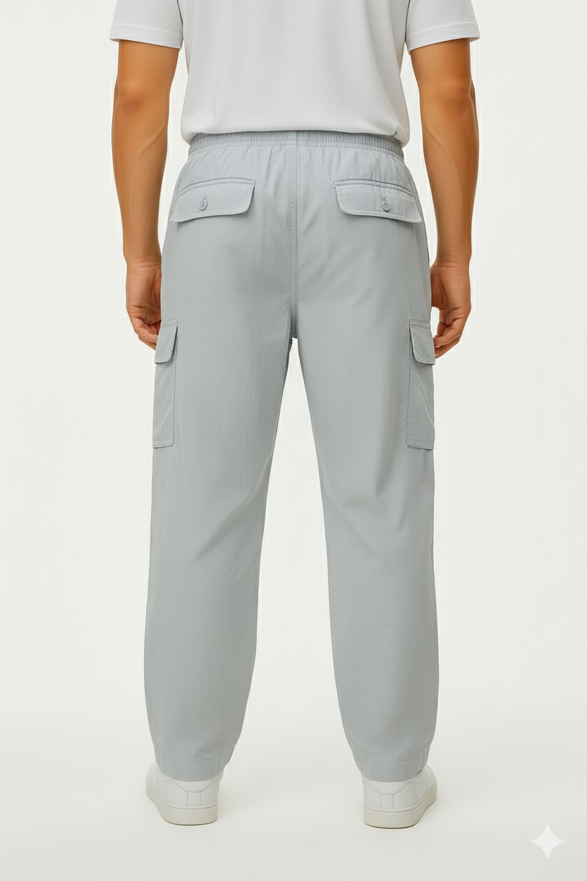 Pull & Bear Light Gray 6 Pocket Cargo Pants