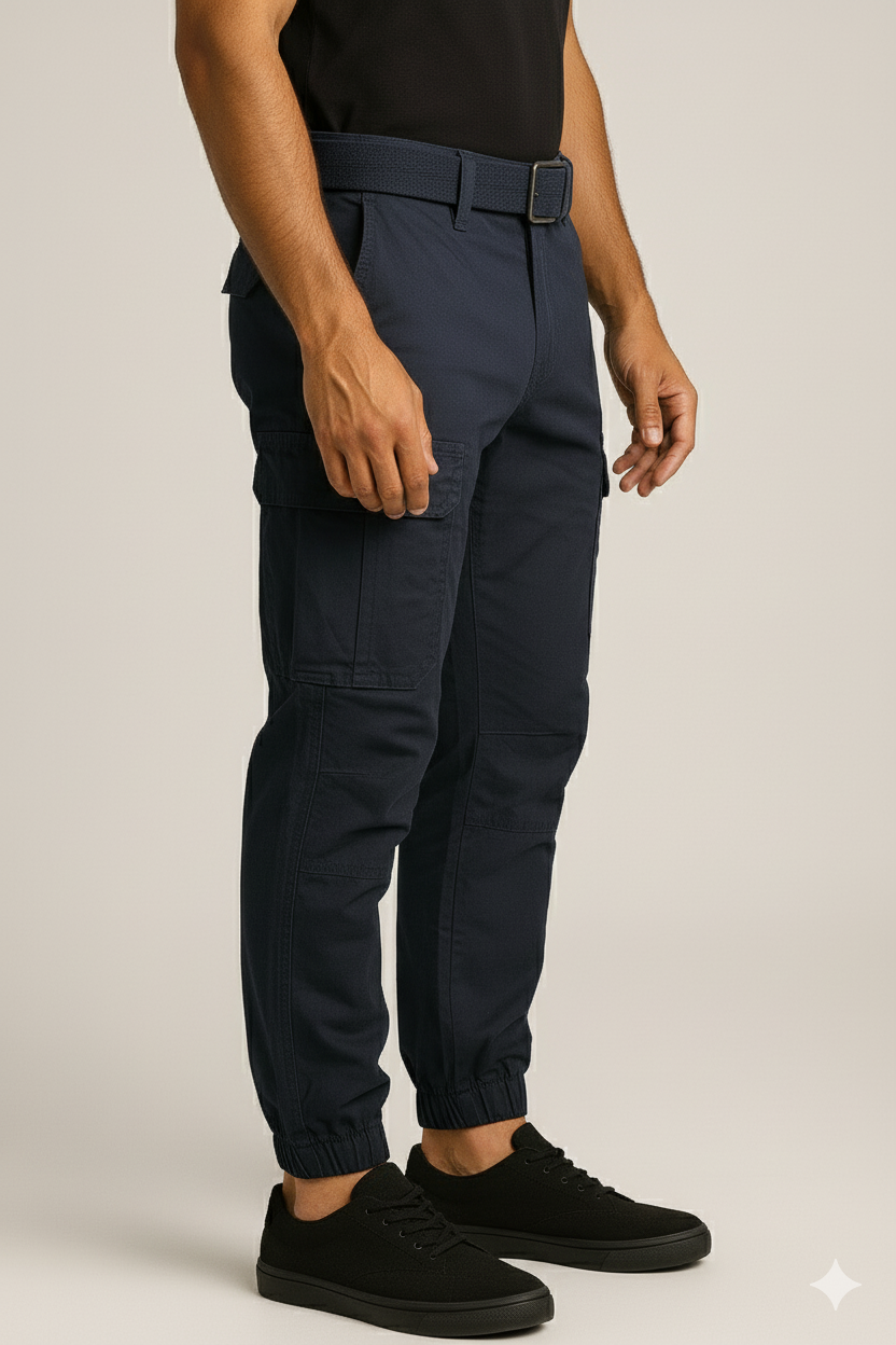 Men’s Navy Blue 6-Pocket Joggers Pants