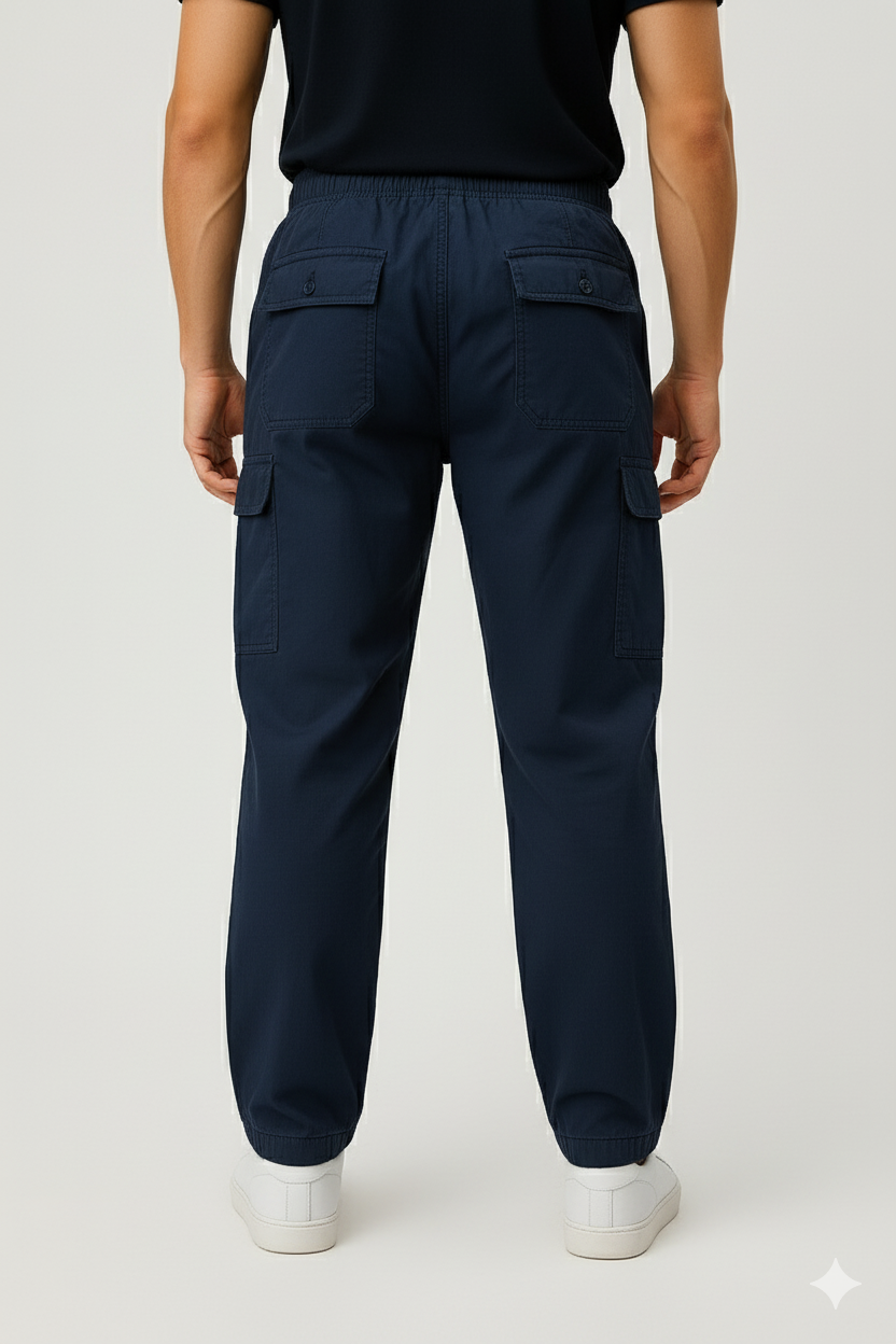 Pull & Bear 6-Pocket Cargo Pants – Navy Blue