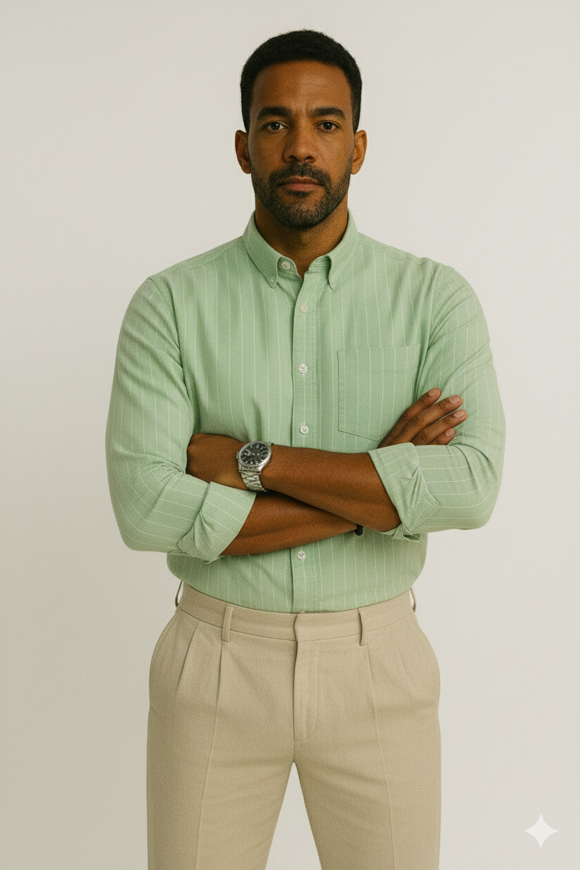 Men’s Classic Stripe Shirt - Sage Green