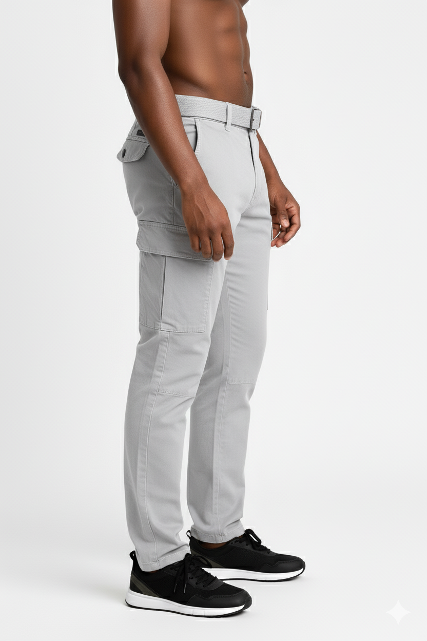 Men’s Light Grey 6-Pocket Cargo Pants