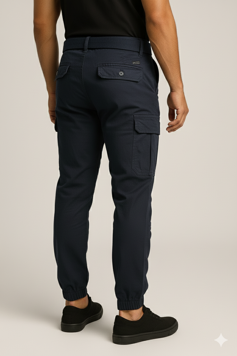 Men’s Navy Blue 6-Pocket Joggers Pants