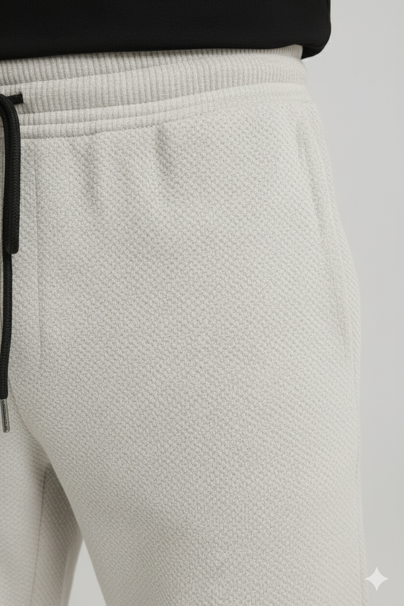 Men’s Popcorn Fabric Trackpants - Light Grey
