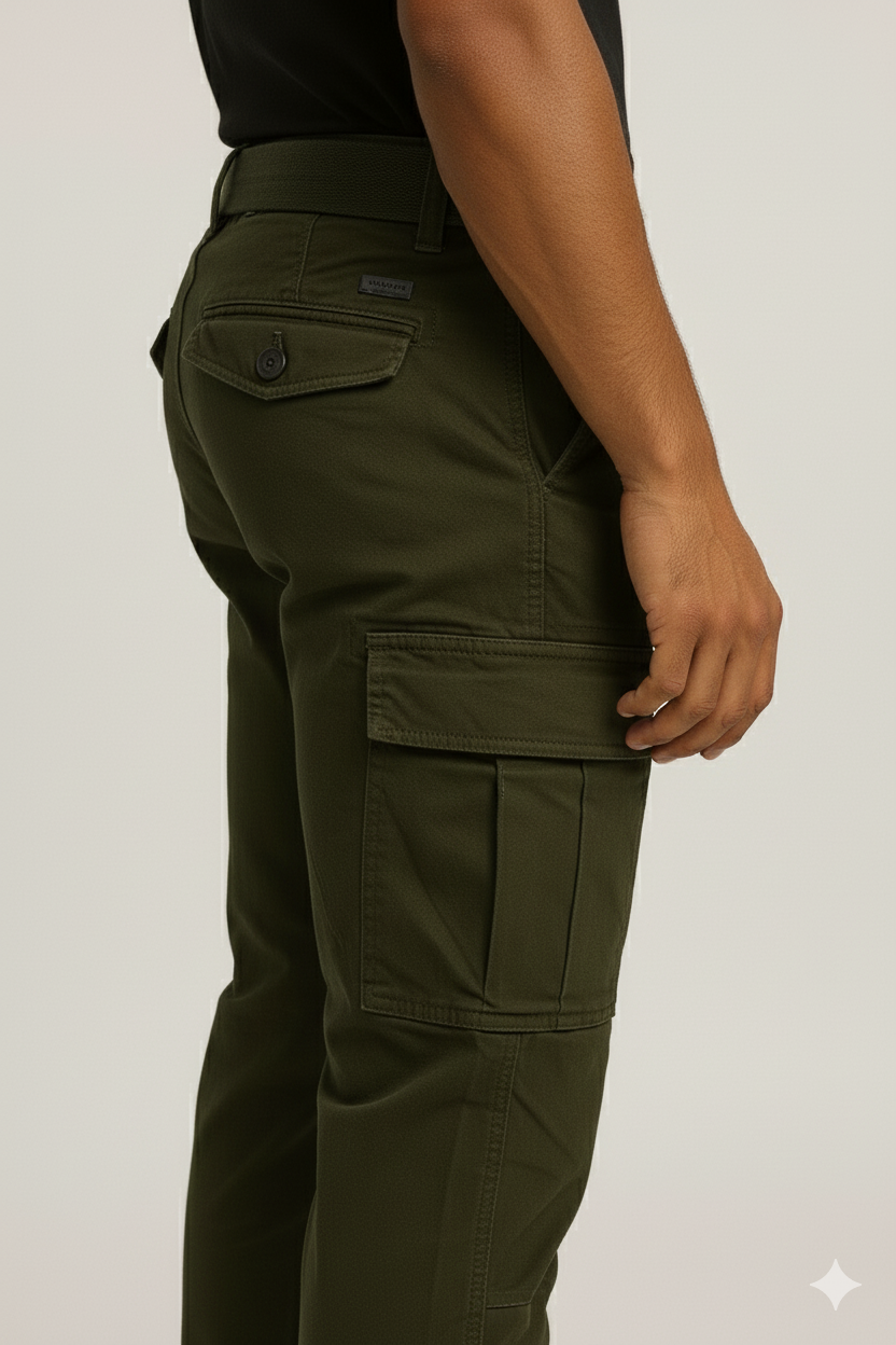 Men’s Olive Green 6-Pocket Joggers Pants