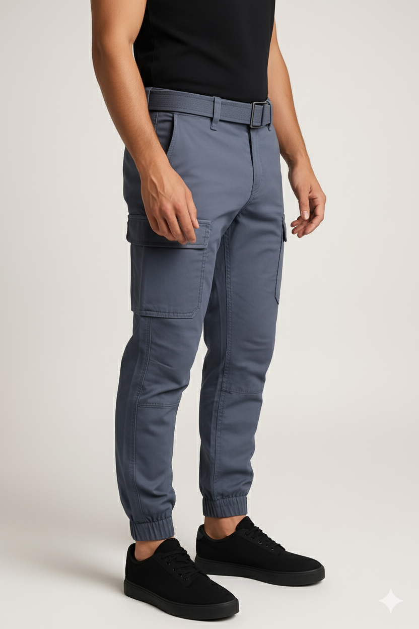 Men’s Charcoal Blue 6-Pocket Joggers Pants