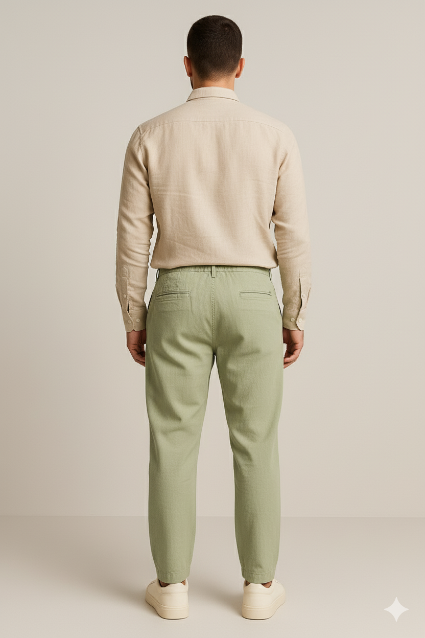Men's Relaxed Fit Linen Pants - Light Green