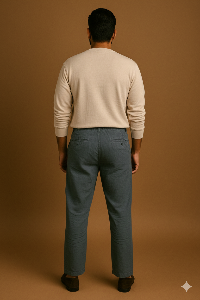 Men’s Classic Linen Regular Fit Pants - Charcoal Blue