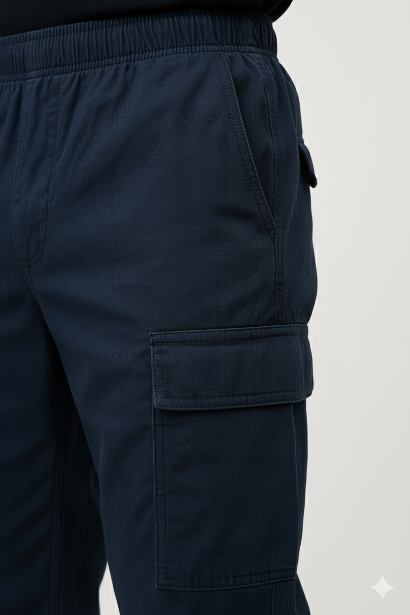 Pull & Bear 6-Pocket Cargo Pants – Navy Blue