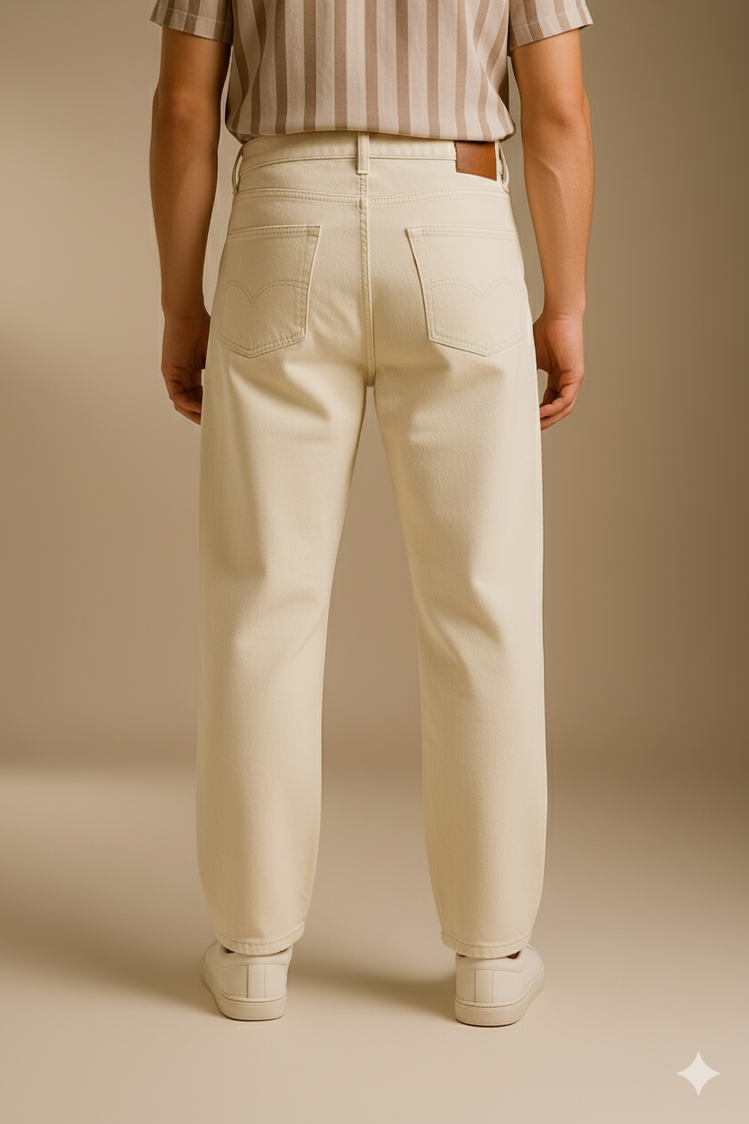 Mom-Fit  – Cream Denim