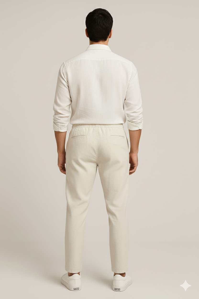Men's Relaxed Fit Linen Pants - Off White