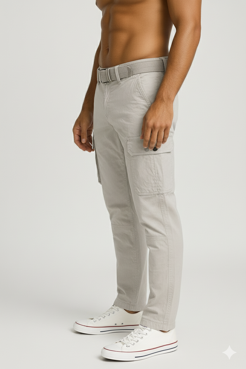 Men’s Grey 6-Pocket Cargo Pants