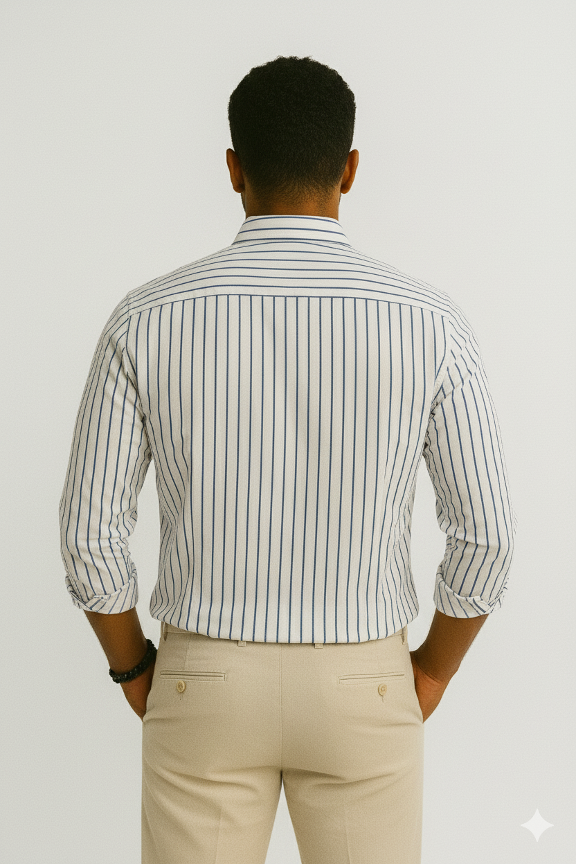 Men’s Lining Stripe Formal Shirt - Powder Grey