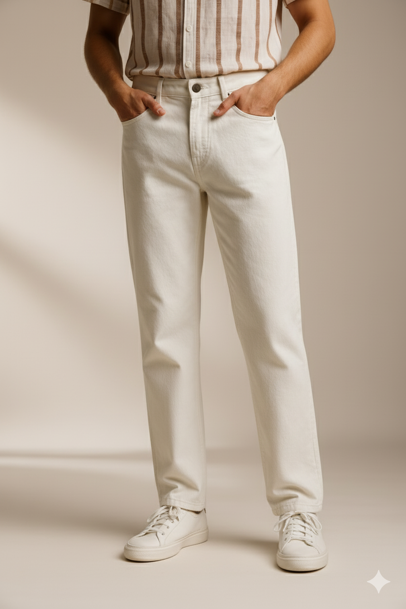 Mom Fit – White  Denim