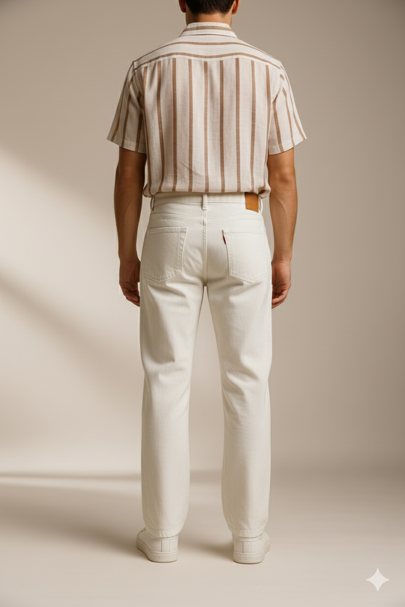 Mom Fit – White  Denim