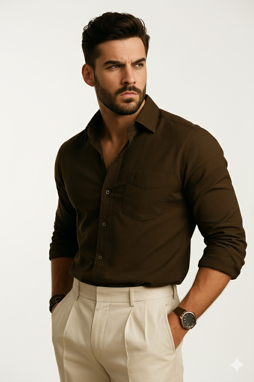 Fatzer Dark Brown Classic Shirt