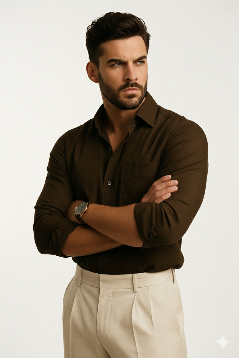Fatzer Dark Brown Classic Shirt