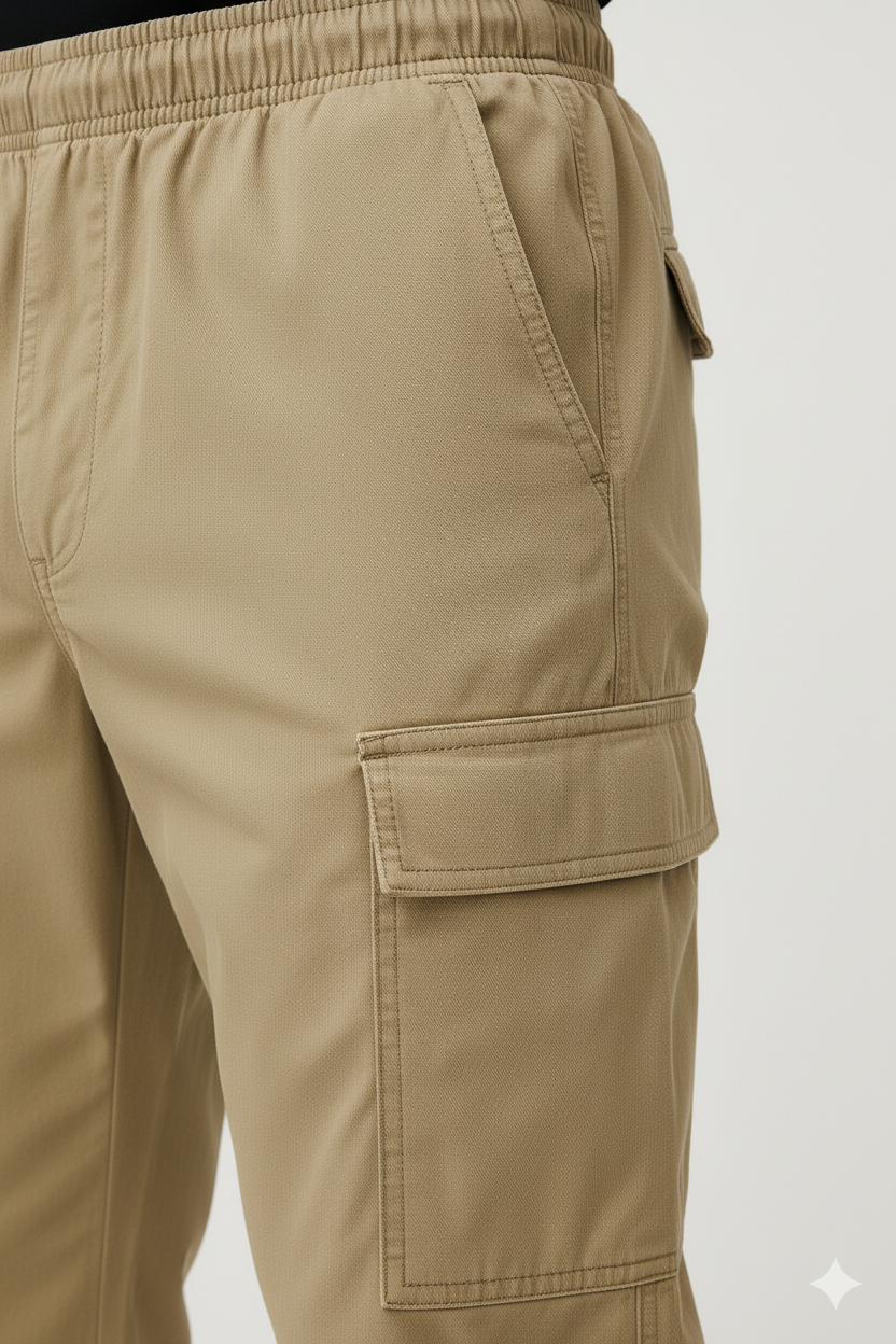 Pull & Bear 6-Pocket Cargo Pants – Dark Beige