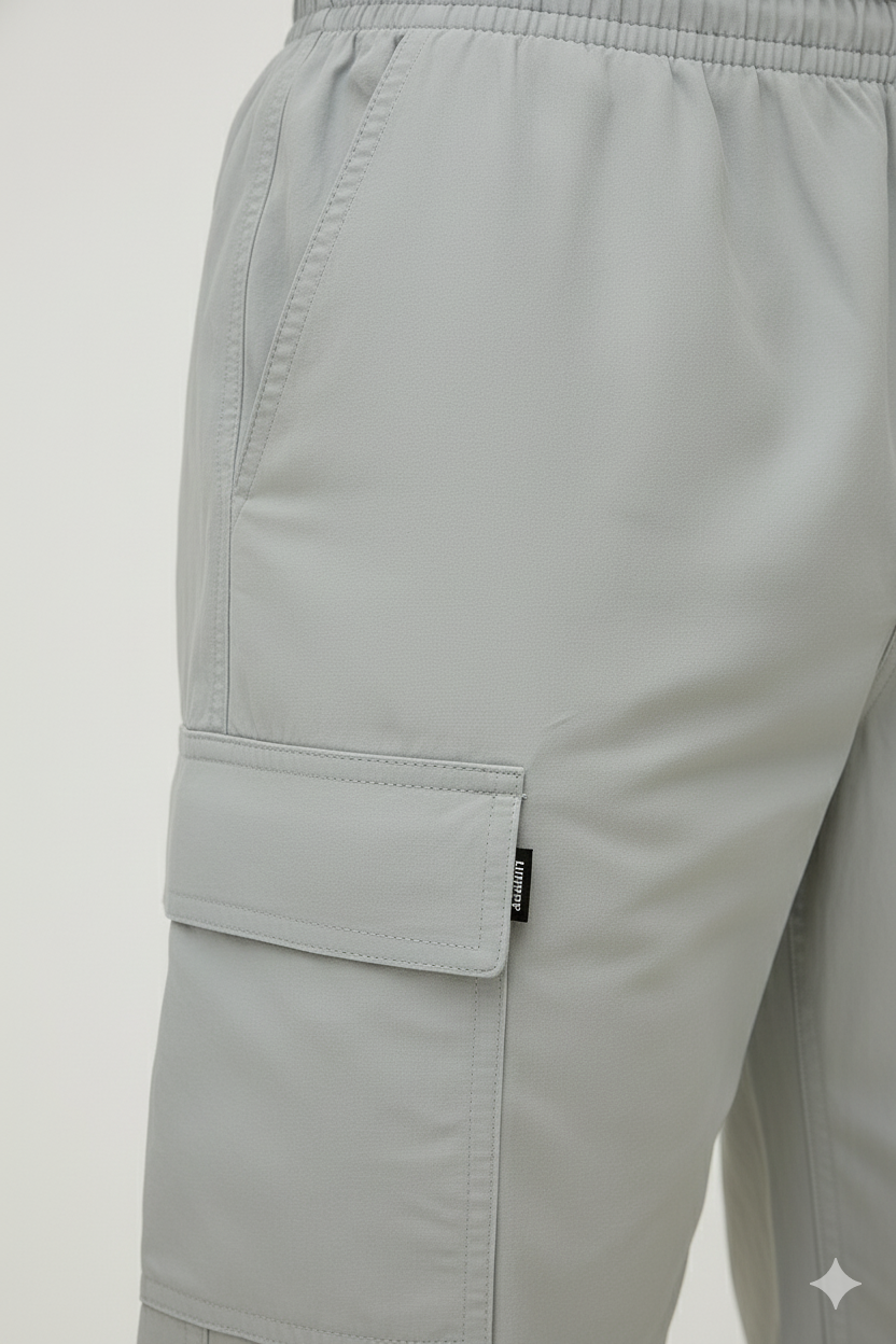 Pull & Bear Light Gray 6 Pocket Cargo Pants