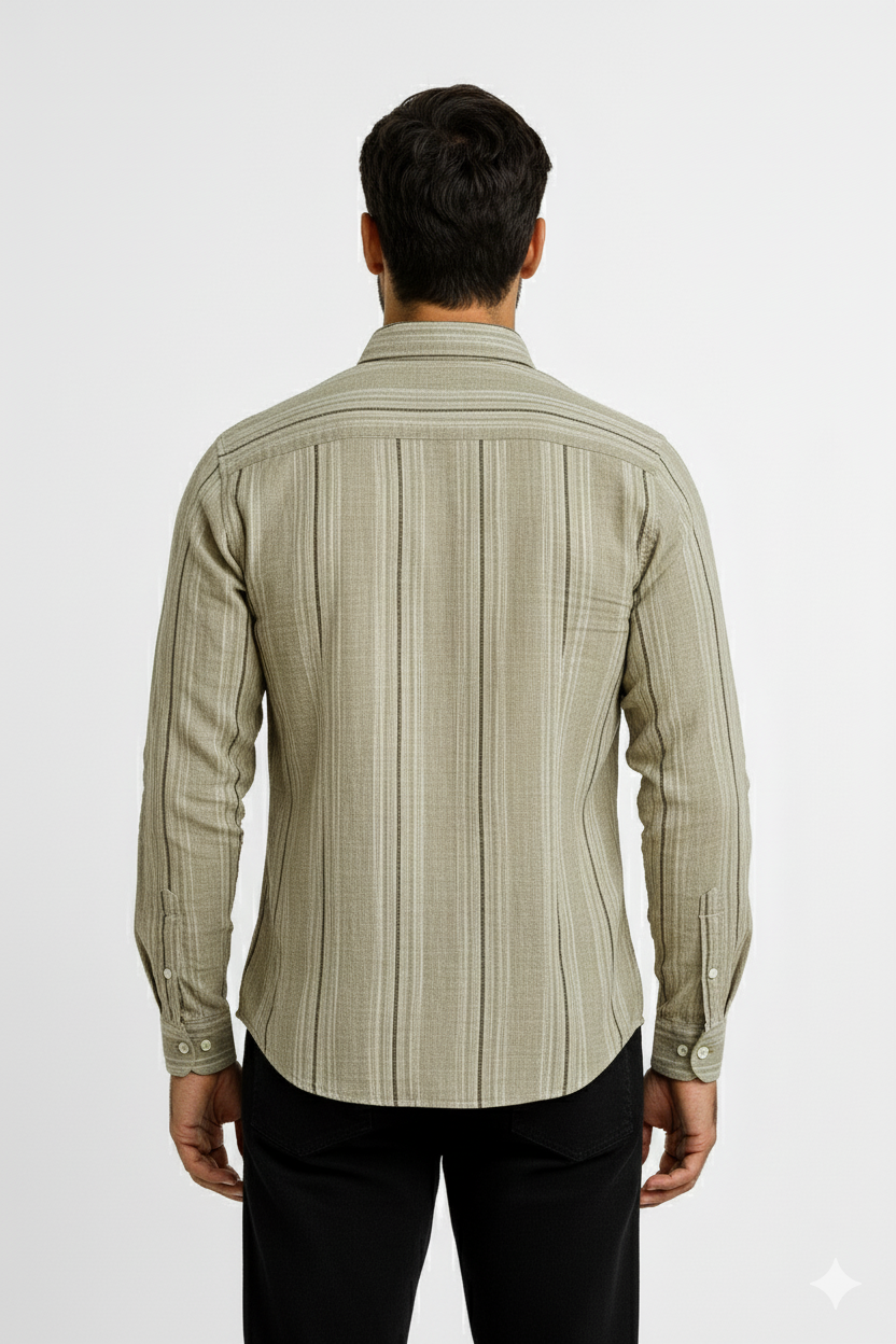 Men’s Casual Vertical Lining Striped Shirt